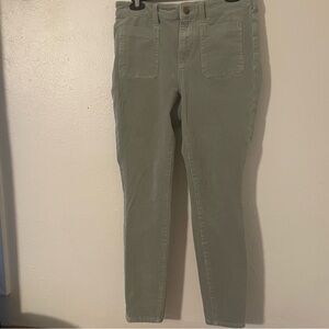 Pilcro and the Letterpress high rise skinny corduroy pants 29 light sage green